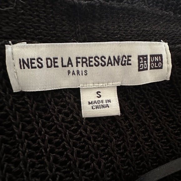 Ines De la Fressange Paris Uni Glo Linen Blend Open Front Black Cardigan S - Picture 6 of 7